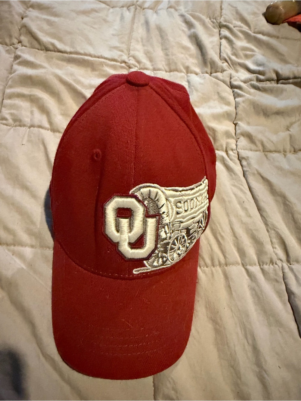 Top of the World Crimson Kids Baseball Cap with OU Wagon Patch Sooners